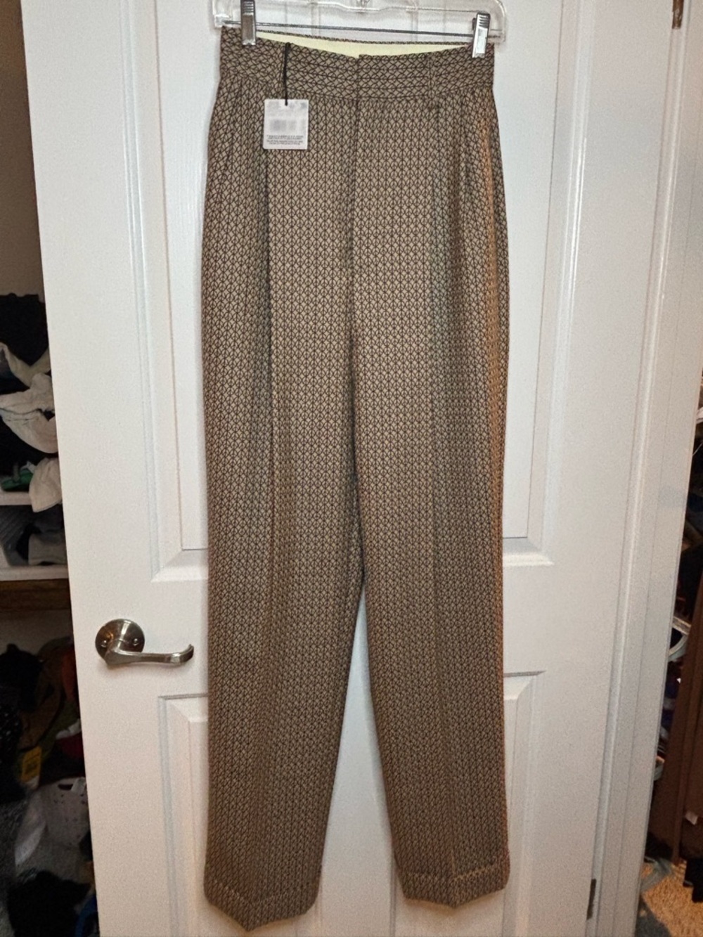 NWT Moschino Couture Brown Peace Sign Print Women’s Dress Pants size 4